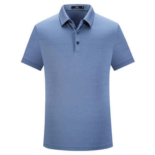 名盾桑蚕丝商务休闲短袖POLO衫夏季男士短袖蓝色T恤 商品图4