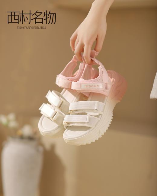 西村名物沙滩鞋2022夏季新款商场同款时尚褶皱厚底休闲凉鞋T22BG25111 商品图3