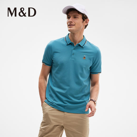 MD名盾长绒棉翻领短袖Polo衫夏季商务休闲男士合身T恤上衣 商品图2