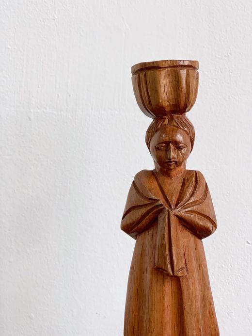 东南亚中古木雕 背着婴儿的少女形象X0274 商品图1