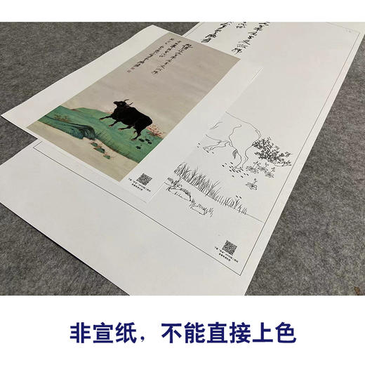 张大千竖幅工笔动物-牛-白描底稿-QD39 商品图2