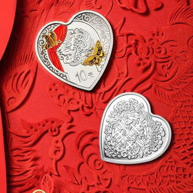 2022吉祥文化龙凤呈祥30克心形银币