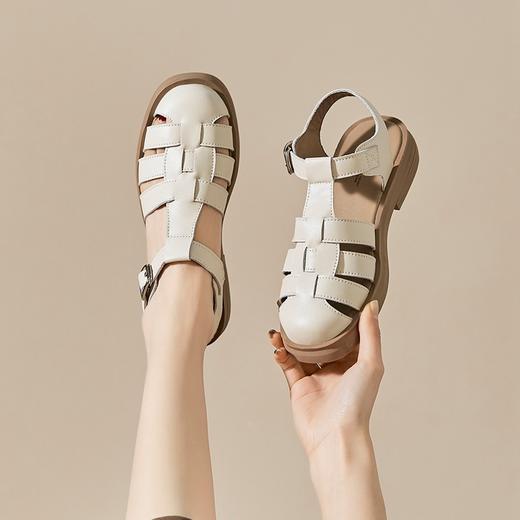 ZHR包头凉鞋女2022年新款夏季复古平底罗马鞋百搭软底沙滩鞋 商品图8