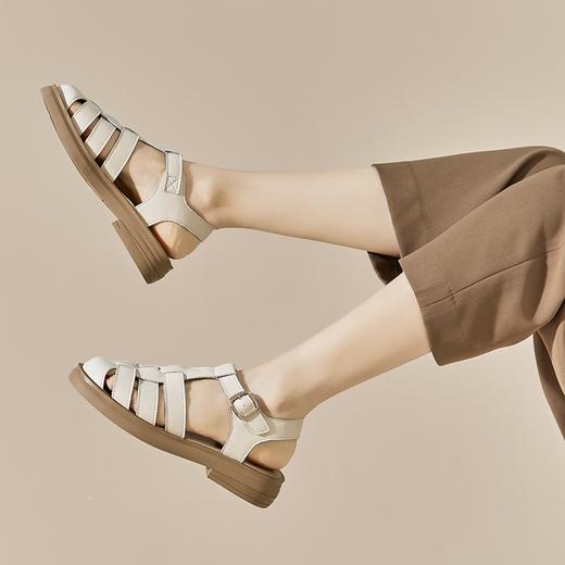 ZHR包头凉鞋女2022年新款夏季复古平底罗马鞋百搭软底沙滩鞋 商品图6