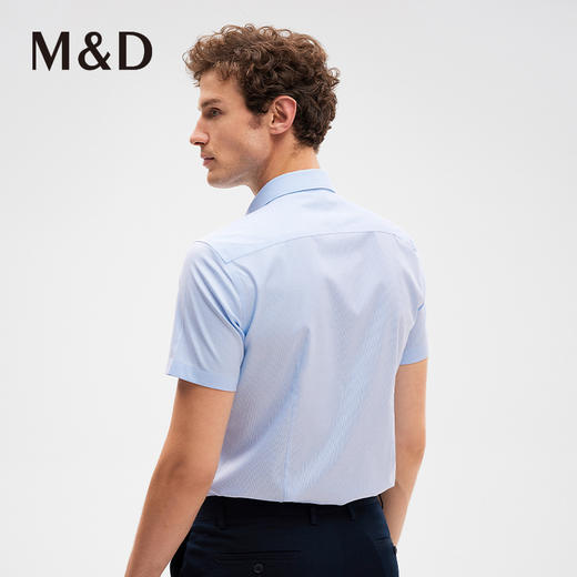 【DP免烫】MD名盾提花方领短袖衬衫免烫商务百搭正装蓝色职业男士 商品图3