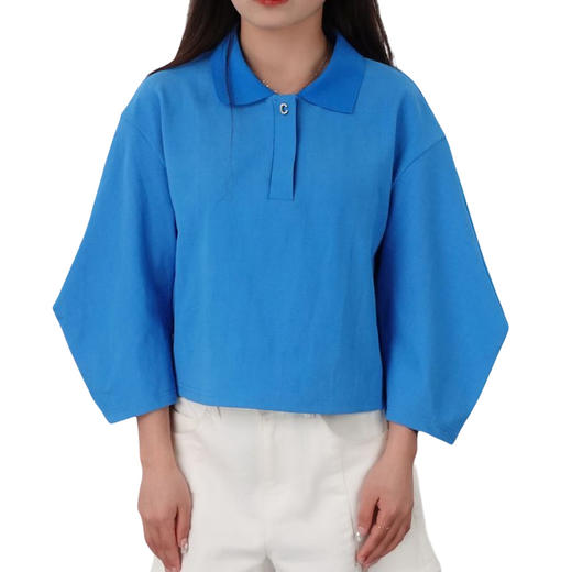oldcolour夏polo领休闲运动风高腰线T恤女N21022131 商品图4