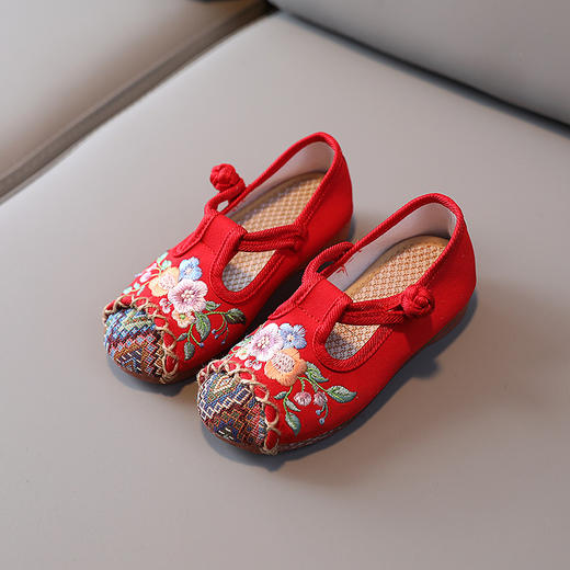 儿童汉服鞋子软底民族风复古女童绣花布鞋 BS-T22-11 商品图5