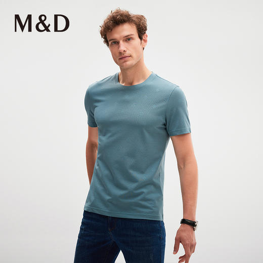 MD名盾酷派丝桑蚕丝速干圆领T恤夏季新款男士休闲棉短袖上衣 商品图2