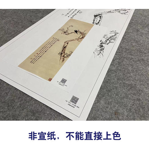 张大千竖幅工笔花鸟白描底稿-《海棠双鹊》-多种白描尺寸可选-QD36 商品图2