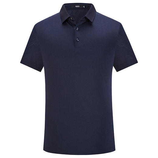 名盾翻领短袖Polo衫薄款桑蚕丝商务透气百搭蓝色T恤夏 商品图4