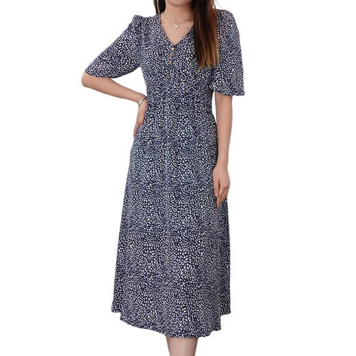 oldcolour21夏V领气质收腰显瘦碎花连衣裙N21101159 商品图4