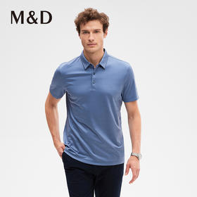 名盾桑蚕丝商务休闲短袖POLO衫夏季男士短袖蓝色T恤