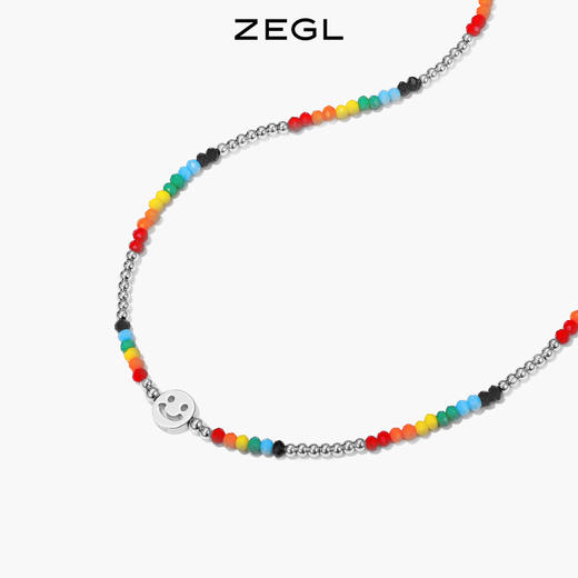 ZEGL小彩串彩虹笑脸串珠项链女款夏日多巴胺y2k甜酷彩色锁骨颈链 商品图1