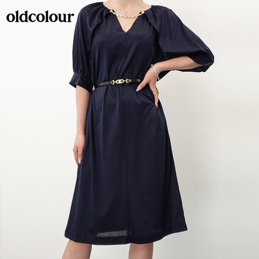 oldcolour21夏V领气质优雅收腰显瘦连衣裙N21101172 商品图1