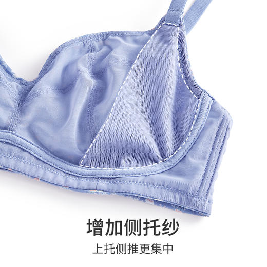 HSIA遐 无钢圈内衣女夏季田园印花全罩杯U型上托光面大胸显小文胸 商品图4