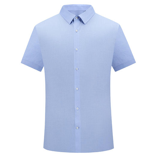 【DP免烫】MD名盾提花方领短袖衬衫免烫商务百搭正装蓝色职业男士 商品图4