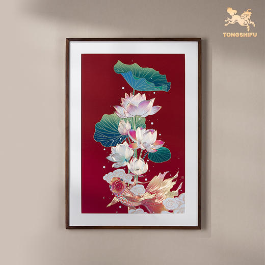 铜师傅 手工錾刻 铜雕画《荷花锦鲤》装饰画 商品图1