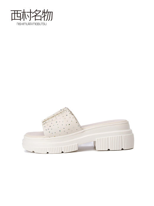 西村名物2022夏季商场同款牛皮革气质个性褶皱松糕拖鞋外穿T22BJ24961 商品图2