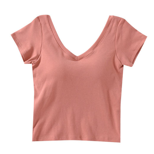 壁虎瑜伽【2205SY175】V领齐腰亲肤短袖（一体式胸垫）（5天发货） 商品图9