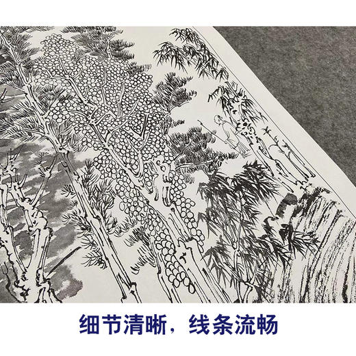 张大千竖幅工笔山水白描底稿-《飞瀑》-多种白描尺寸可选-QD10 商品图4
