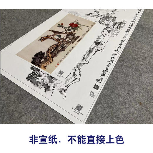 张大千竖幅工笔花鸟白描底稿-《茶鹊图》-多种白描尺寸可选-QD37 商品图2