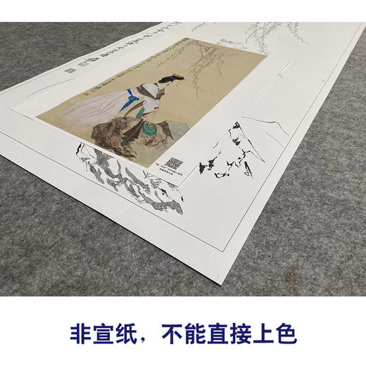 张大千竖幅工笔传统仕女人物白描底稿-QD48 商品图2