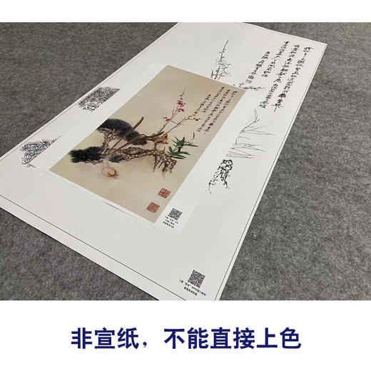 张大千竖幅工笔花鸟白描底稿-《花开纳福》-多种白描尺寸可选-QD32 商品图2