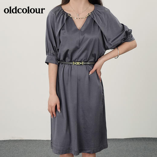 oldcolour21夏V领气质优雅收腰显瘦连衣裙N21101172 商品图2