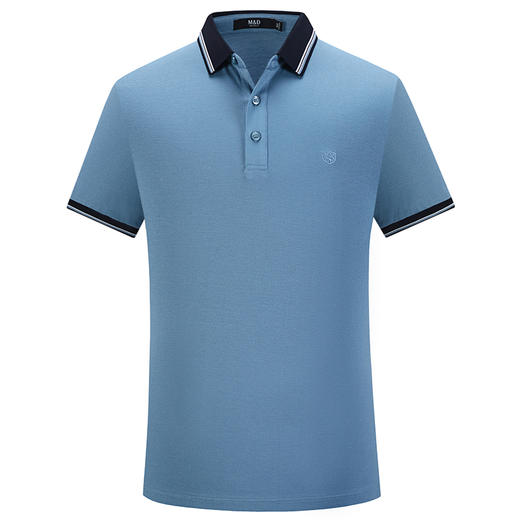 MD名盾桑蚕丝翻领撞色短袖Polo衫夏新款商务男士合身蓝色T恤 商品图4