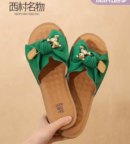 西村名物蝴蝶结拖鞋女外穿2022年夏季新款甜美舒适沙滩鞋T22BJ25001 商品图1