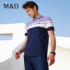 MD名盾长绒棉翻领条纹撞色Polo衫短袖商务男士休闲合身T恤上衣 商品缩略图2