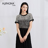 【商城同款】阿菁娜春夏桑蚕丝黑白定位印花圆领连肩袖上衣小衫A27X202035 商品缩略图1