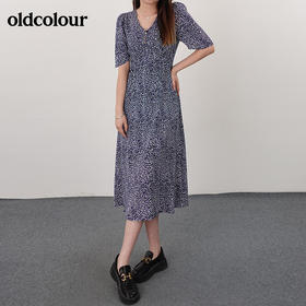 oldcolour21夏V领气质收腰显瘦碎花连衣裙N21101159