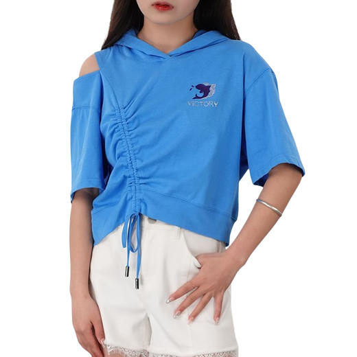 oldcolour21夏设计感抽绳休闲上衣女装T恤N21021163 商品图4