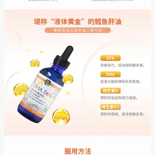 【保税区包邮直发】【DHA+D3】 美国 挪威小鱼 婴幼儿鳕鱼肝油滴剂 60ml 新旧包装随机 商品图2