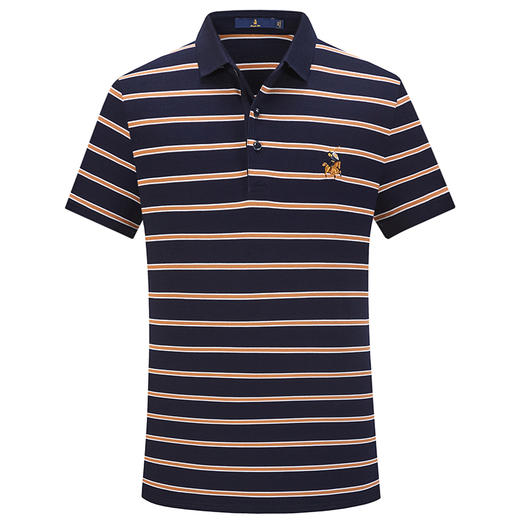 MD名盾商务休闲男士纯棉短袖条纹Polo衫长绒棉合身T恤男装夏季 商品图4