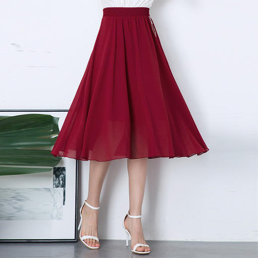 雪纺新款小清新半身裙仙女裙大摆纯色松紧腰MYX-XH927 商品图7