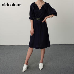 oldcolour21夏V领气质优雅收腰显瘦连衣裙N21101172