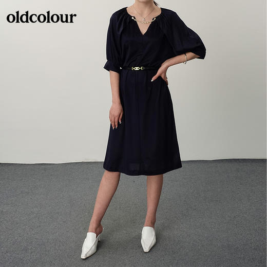 oldcolour21夏V领气质优雅收腰显瘦连衣裙N21101172 商品图0