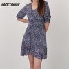 oldcolour夏高腰显瘦气质小v领碎花连衣裙N21101161 商品缩略图1