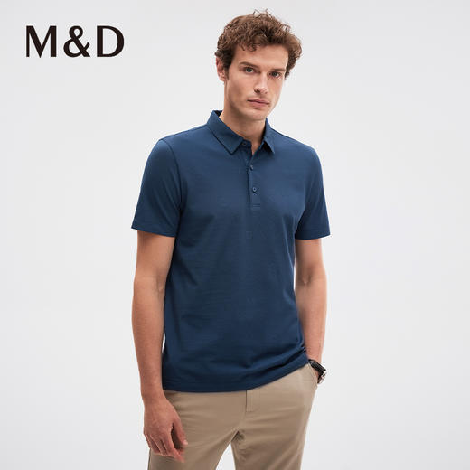 M＆D/名盾桑蚕丝翻领商务休闲男装Polo衫夏季新款纯色短袖T恤男 商品图1