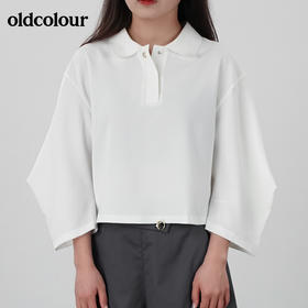 oldcolour夏polo领休闲运动风高腰线T恤女N21022131