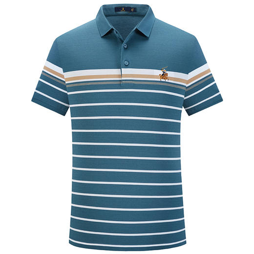 MD名盾商务休闲翻领纯棉男士短袖T恤上衣夏季新品条纹polo衫 商品图4