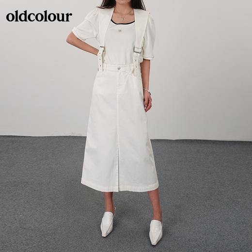 oldcolour21夏简约休闲设计感高腰背带裙N21065117 商品图1