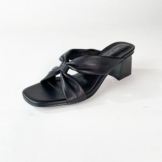 IUIU SECOND 夏季柔软羊皮方头交叉带粗跟凉拖鞋U20BJ23421 商品图6