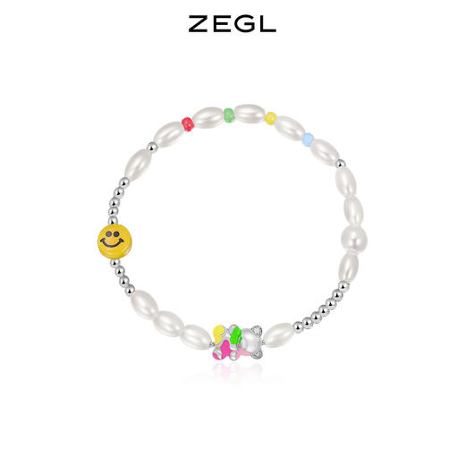ZEGL设计师彩虹串珠手链女生夏日多巴胺穿搭人造珍珠彩色小熊手饰 商品图2