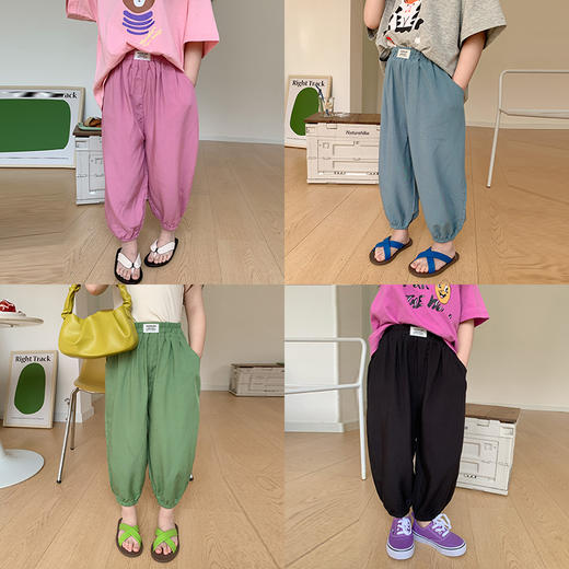 U024 2022夏新款儿童夏季人棉防蚊裤男女童宝宝宽松灯笼空调裤 商品图2