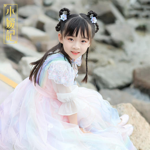 小嫒記春夏新款女童汉服国风中式时装周走秀款——霓裳齐腰襦裙 商品图0