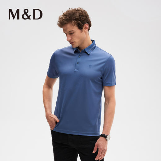 MD名盾翻领短袖蓝色商务Polo衫夏季男士百搭合身T恤男 商品图3