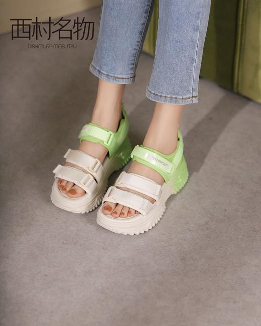 西村名物沙滩鞋2022夏季新款商场同款时尚褶皱厚底休闲凉鞋T22BG25111 商品图1